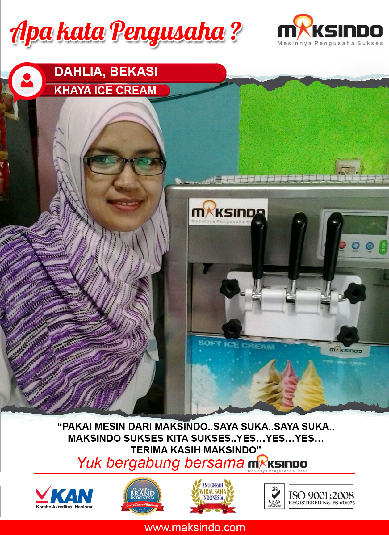 Khaya Ice Cream : “Saya Suka Pake Mesin Maksindo”