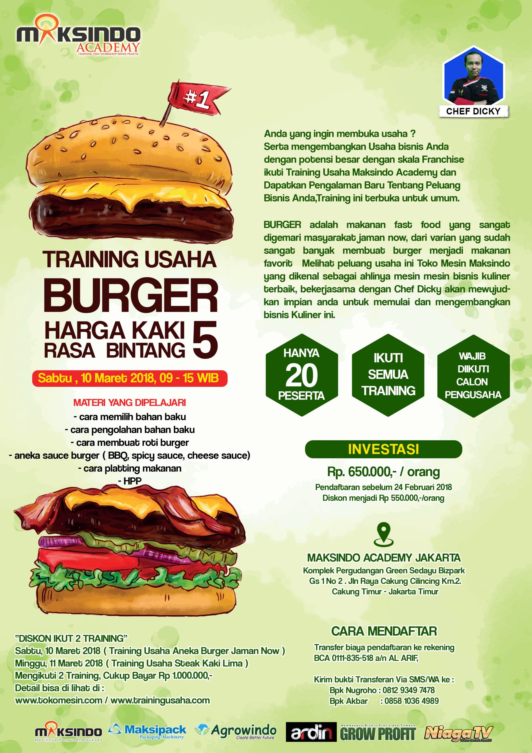 Training Usaha Burger , 10 Maret 2018