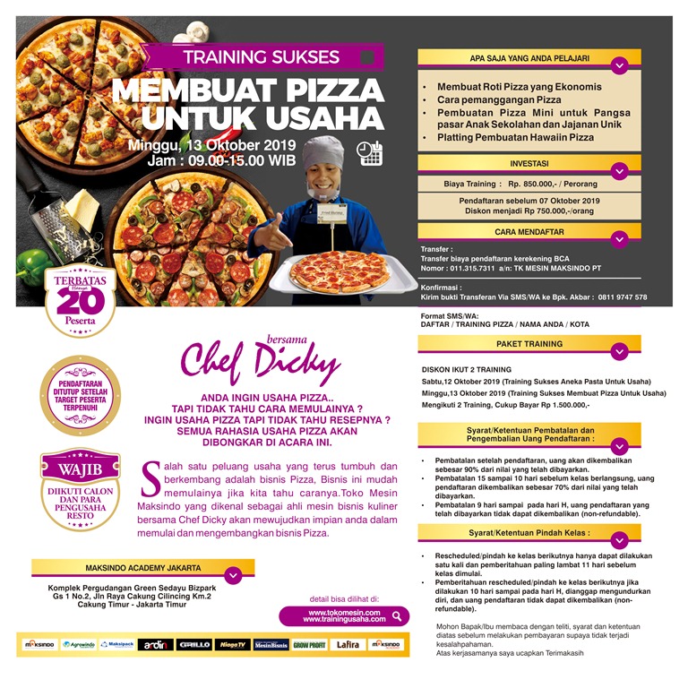 Training Sukses Membuat Pizza Untuk Usaha,Minggu, 13 Oktober 2019