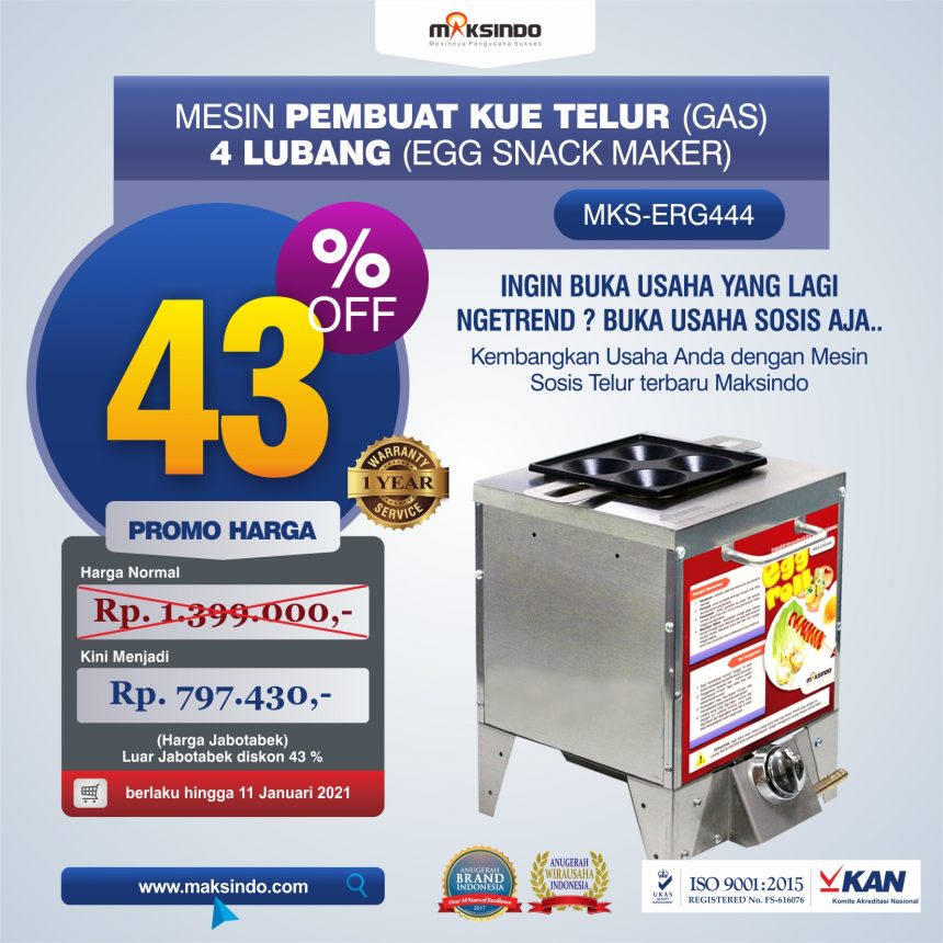 Jual Mesin Pembuat Egg Roll (Gas) 4 Lubang MKS-ERG444 di Bandung
